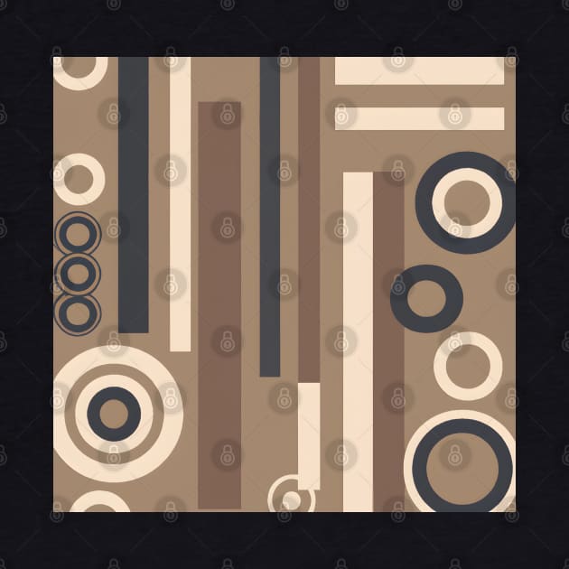 Retro Geometric Wallpaper: Earth-Toned Triangles, Circles, and Rectangles. by Zenflow